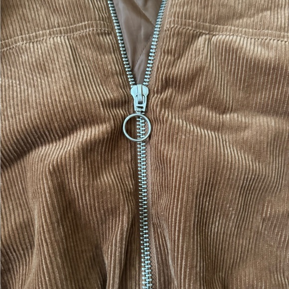 BROWN CORDUROY SHERPA HOOD CROPPED JACKET - Picture 5 of 11